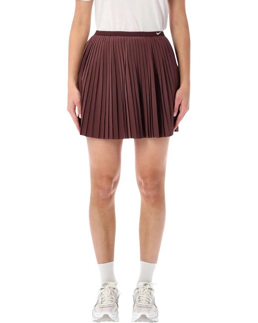 Nike Red Pleated Mid-Rise Skirt