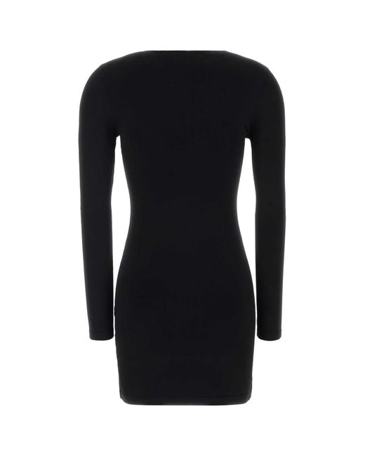 Alexander Wang Black Ls V-Neck Mini Dress With Crystal Necklace