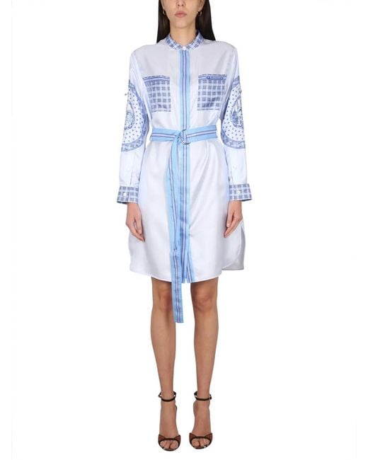 Burberry Blue Silk Chemisier Dress