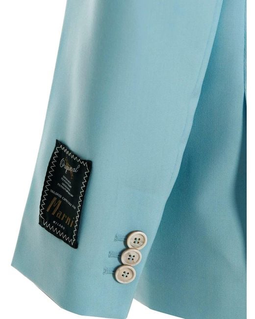Marni Blue Single-Breasted Blazer Jacket