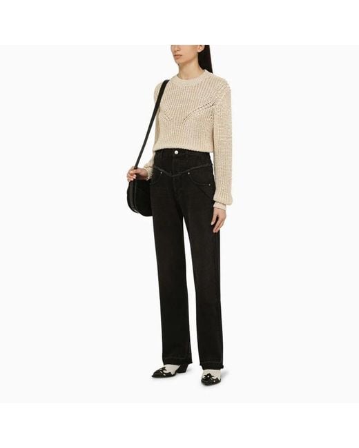 Isabel Marant Natural Recycled Polyester Ecru Crew-Neck Jumper