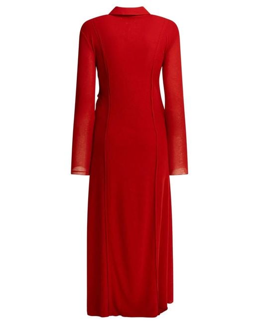 Ganni Red Long Chemise Dress