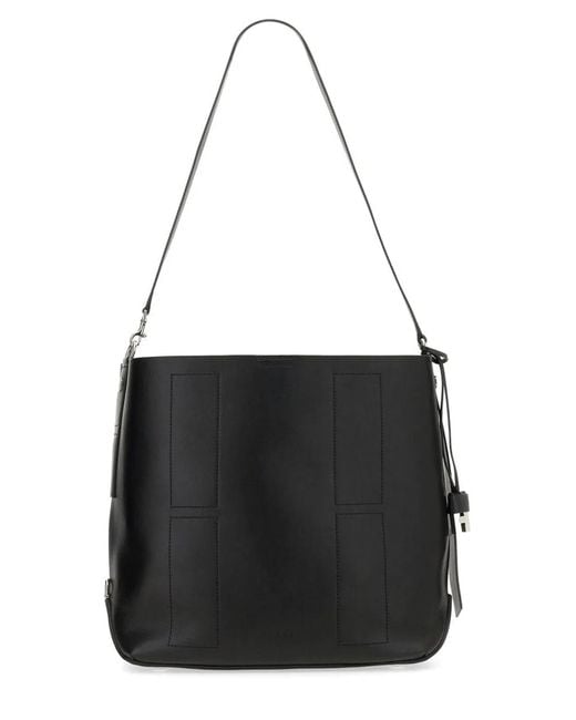 Hogan Black Hocket Medium Leather Hobo Bag