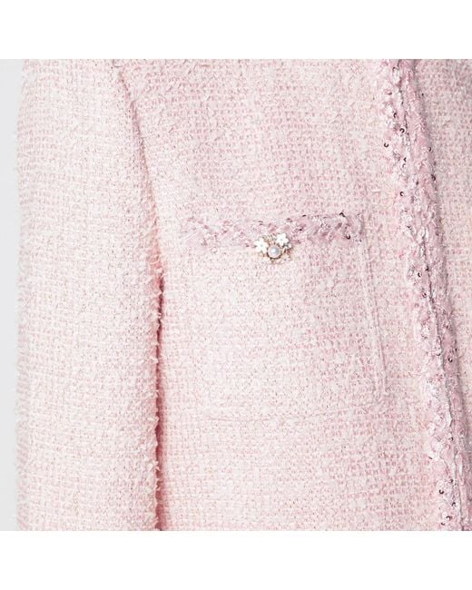 Self-Portrait Pink Bouclé Jacket