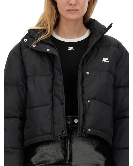 Courreges Black Down Jacket With Logo