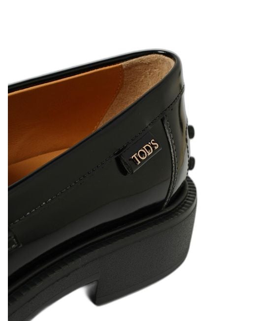 Tod's Black Tods Leather T Chain Flats
