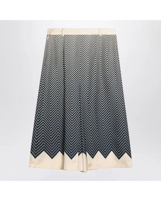 Valentino Gray Ivory Silk Skirt