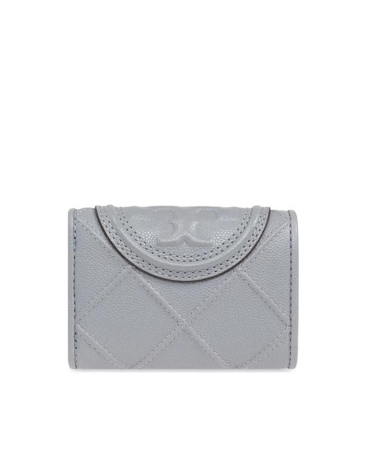 Tory Burch Gray Fleming Soft Logo Wallet