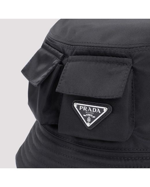 Prada Black Re-Nylon Bucket Hat for men