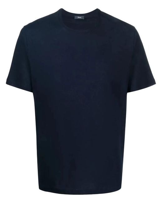 Herno Blue Crepe De Chine T-Shirt for men