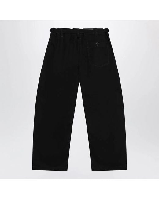 Lemaire Black Wide-Leg Cotton Trousers for men