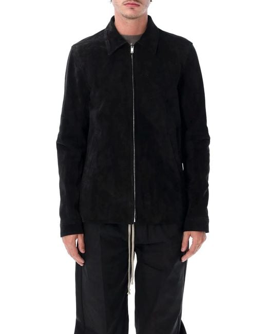 Rick Owens Black Brad Suede Leather Jacket for men