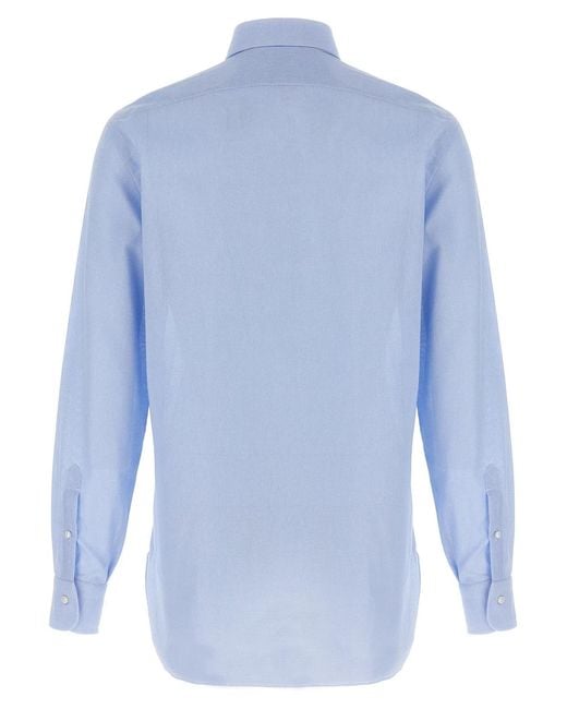 Barba Napoli Blue Honeycomb Shirt for men