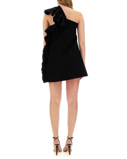 MSGM Black Dress With Ruffles