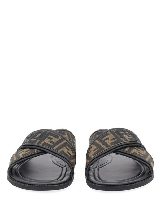 Fendi Black Slide Con Logo for men