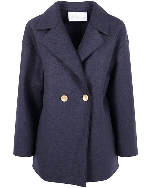 Harris Wharf London Blue Dropped Shoulder Double Breasted Jacket Pressed Wool