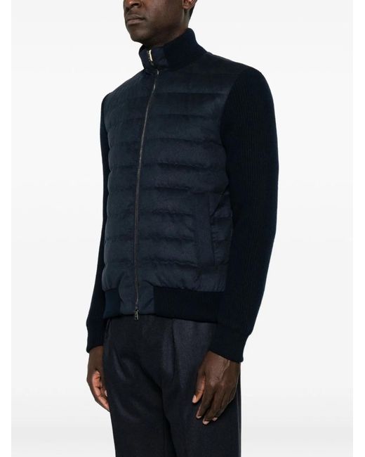 Herno Blue Quilted Knit Jacket for men