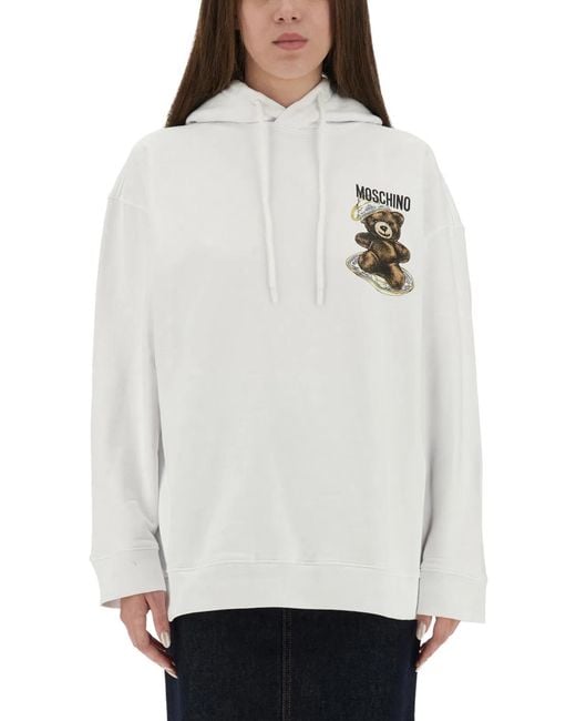Moschino Couture White Sweatshirt With Teddy Print