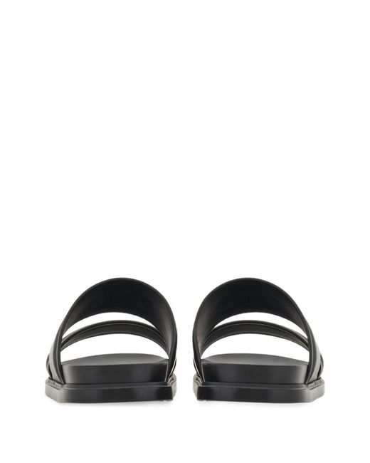 Ferragamo Black Gancini Ornament Slides for men