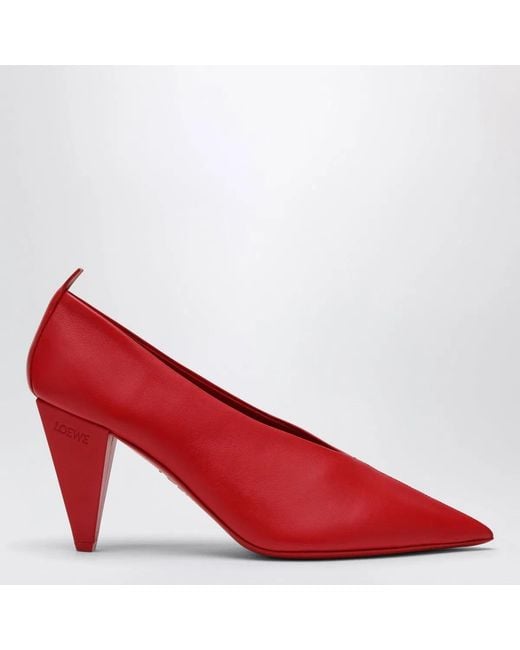 Loewe Red Origami Cubic Pumps