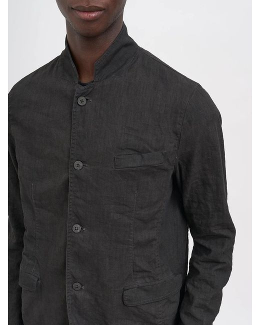 Poeme Bohemien Black Unlined Linen Jacket for men
