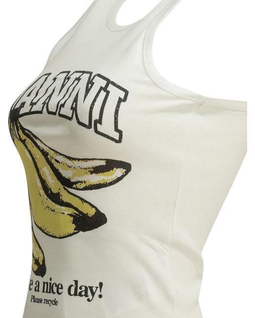 Ganni Gray Cotton Rib Tank Top