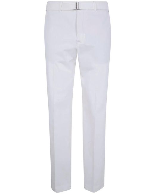 Incotex White Belted Classic Chino Trousers for men