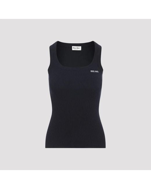 Miu Miu Blue Midnight Cotton Tank Top