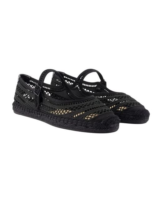 Tory Burch Black Open Weave Espadrilles