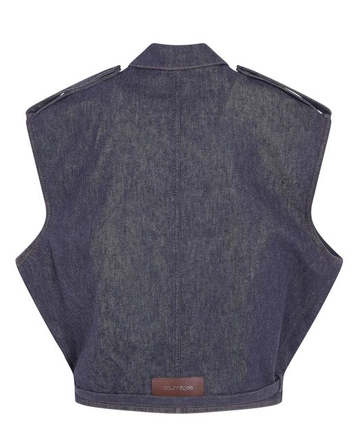 Courreges Black Courregès Denim Sleeveless Bomber Jacket