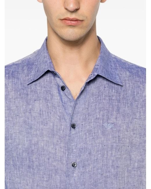 Emporio Armani Purple Cotton Shirt for men