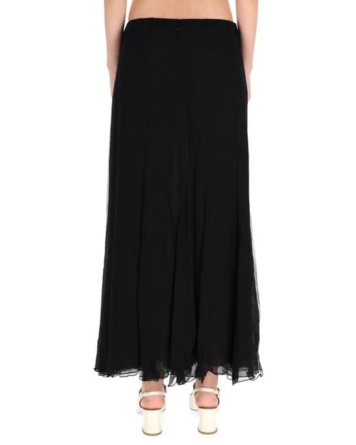 Chloé Black Silk Muslin Maxi Skirt