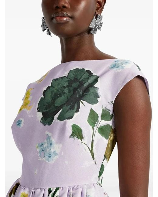 Erdem White Vestido Margot Flores Escote B