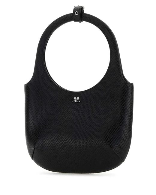 Courreges Black Leather Holy Handbag