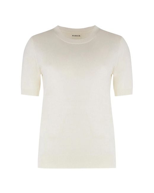 P.A.R.O.S.H. White Linfa Short Sleeve Sweater
