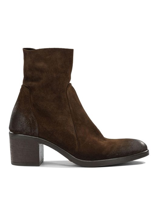 Strategia Brown Leather Rubber Boots Ankle