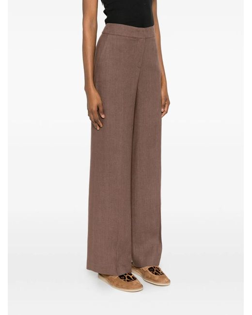 Via Masini 80 Brown Linen Trousers