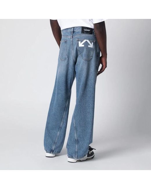 Off-White c/o Virgil Abloh Blue Wideleg Jeans With Logo for men