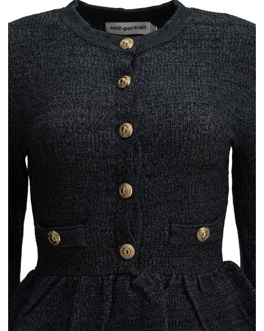 Self-Portrait Black Short Knit Dress