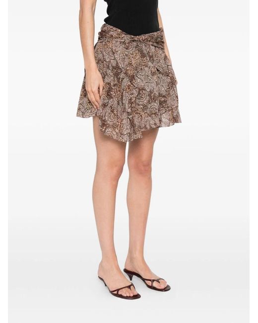 Isabel Marant Brown Camia Printed Mini Skirt