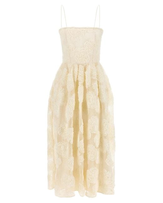 ROTATE BIRGER CHRISTENSEN White Rotate Birger Christensen 'Flower Mesh Midi' Dress