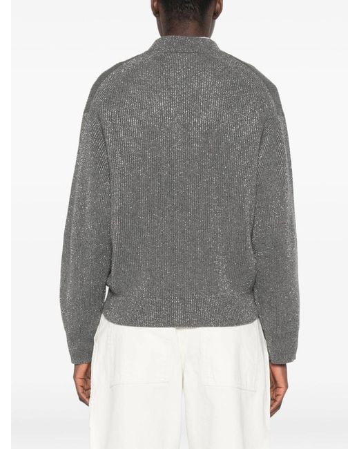 Brunello Cucinelli Gray Pullover Con Scollo A V