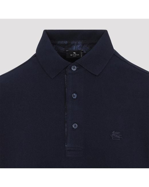 Etro Blue Blu Printed Detail Polo for men