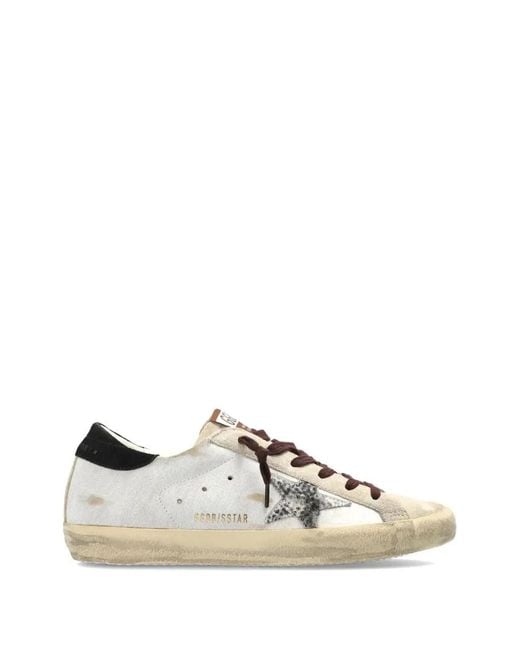 Golden Goose Deluxe Brand White Super-Star Sneakers With Animal Print