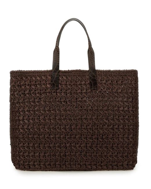 Dolce & Gabbana Brown Dolce & Gabbana Woven Mesh Shopping Bag for men