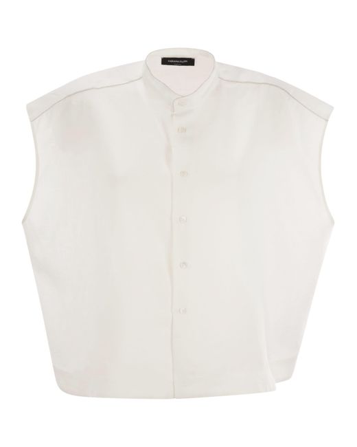Fabiana Filippi White Sleeveless Linen Shirt
