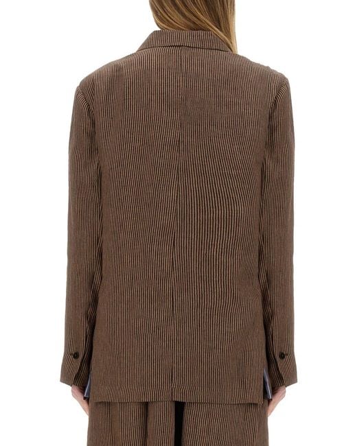 Alysi Brown "Micro Stripes" Blazer