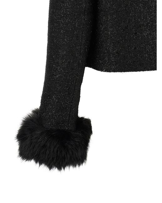 Self-Portrait Black Self Portrait Bouclé Fur Jacket