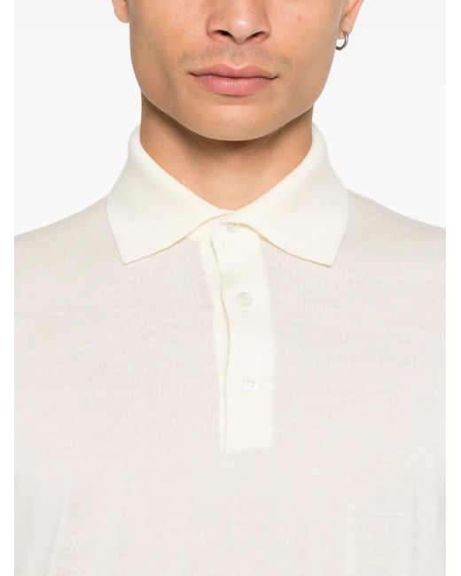 Lardini White Wool Polo Shirt for men