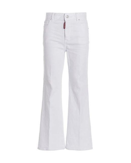 DSquared² White 'Super Flared Cropped' Jeans